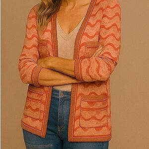 Marc Jacobs Runway Edition Cardigan 100% Silk Four Patch Pockets Geometric S